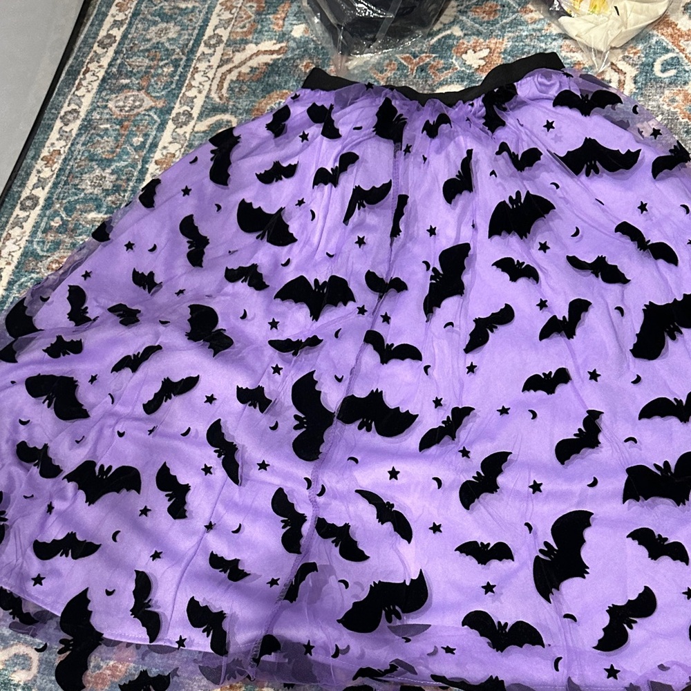 Chicwish Lavender Skirt with Black Bat Design
